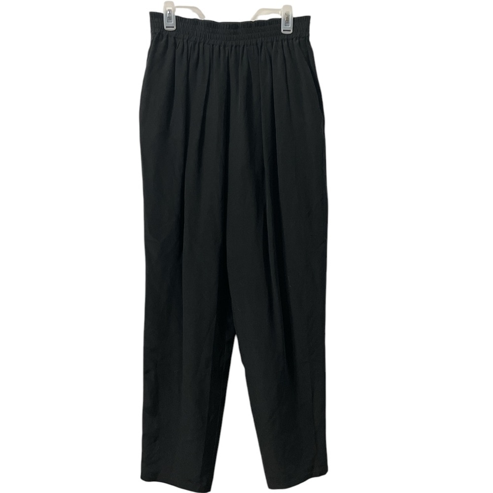 Adam Douglass Adrianna Papell 100% Silk Black Pull on Pant Size Large